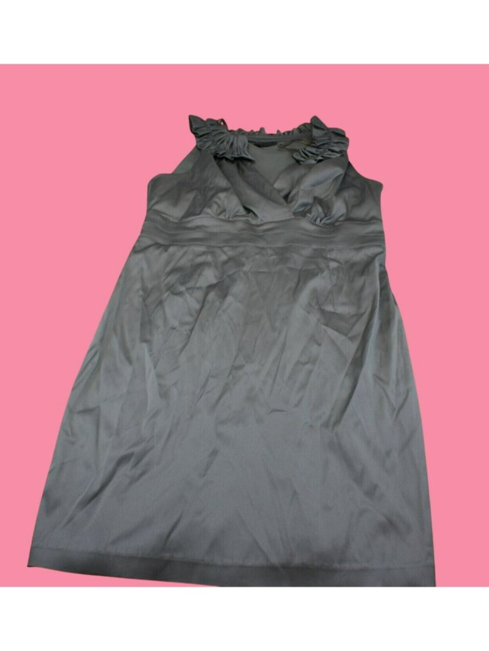 Donna Ricco Womens Sleeveless Ruffled Satin Dress Zinc Size 10P New With Tags